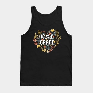 Third Grade Floral Heart Back To School Tank Top